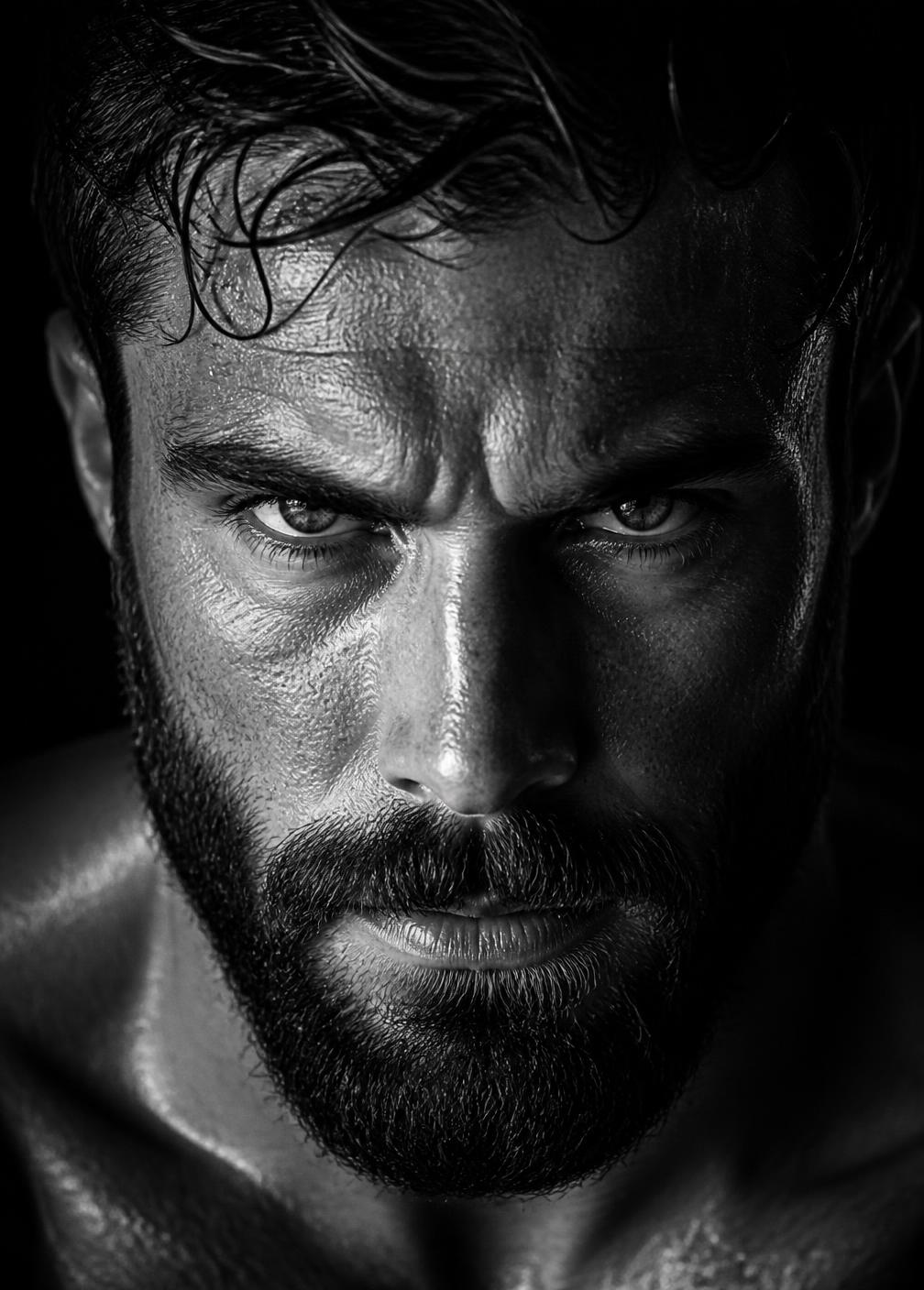 Close-up portrait of a focused athlete